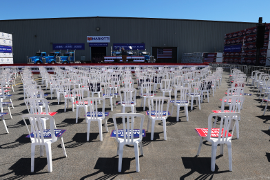 Empty chairs at the rally